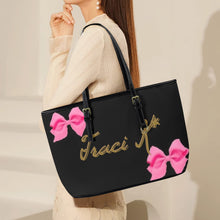 Load image into Gallery viewer, Traci K Fashion Week Exclusive Leather Bow Tote Leather Tote Bag-Large (Front&Back Printing) (1651)
