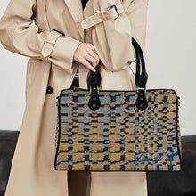 Load image into Gallery viewer, Traci K Block Brown Blue Boston Bag Boston Leather Handbag-Large (Model 1749)