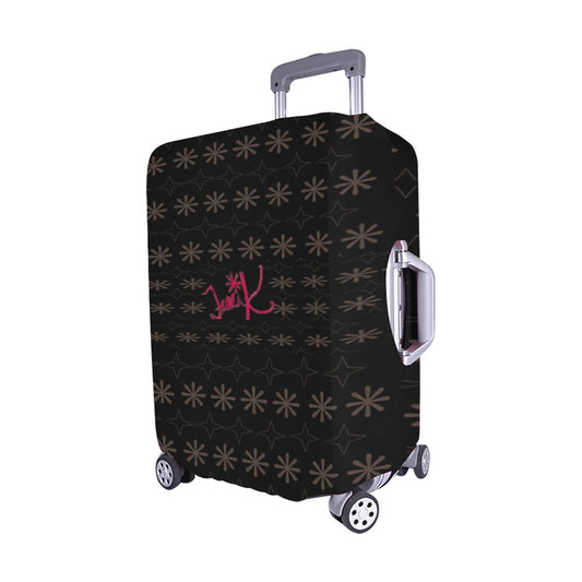 Traci K Designer Patterned Black Luggage Cover/Medium 22"-25"