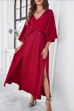 Load image into Gallery viewer, Slit Tied V-Neck Three-Quarter Sleeve Dress
