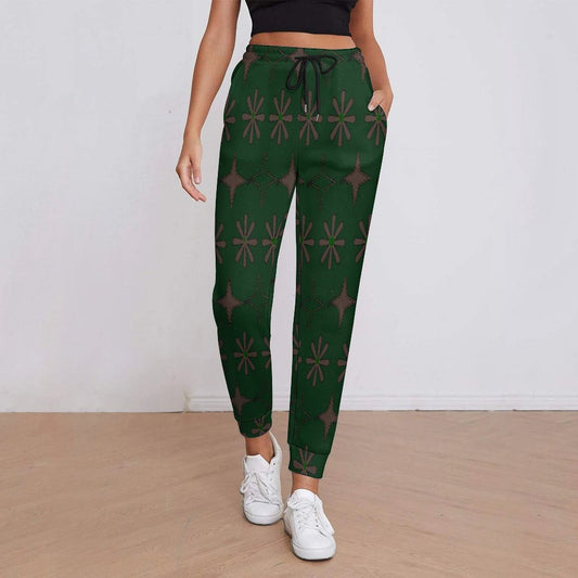 Traci K Luxury Designer Women's all Jogger Pants Women's All Over Print Joggers Green