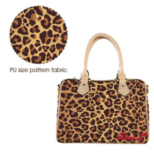 Load image into Gallery viewer, Traci K SIgnatured Designer Leopard Pattern Boston Bag Boston Leather Handbag-Small & Khaki (Model 1749)