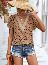 Load image into Gallery viewer, Animal Print V-Neck Petal Sleeve Blouse