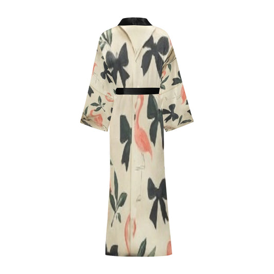 Traci K Designer Satin Put a Bow On It Kimono Robe Long Kimono Robe