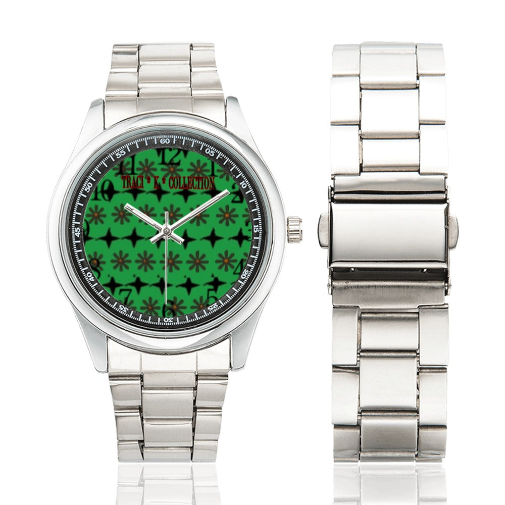 Traci K* Collection Designer Signature Pattern Watch Men's Stainless Steel Watch(Model 104)