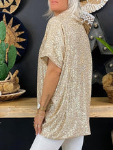 Load image into Gallery viewer, Full Size Sequin V-Neck Short Sleeve Top