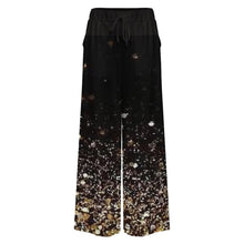 Load image into Gallery viewer, New Year Gold Sparkle All-Over Print Women’s Wide-Leg Pants by Traci K Collection