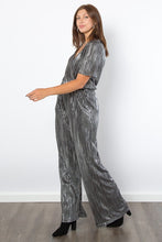 Load image into Gallery viewer, Be Stage Surplice Short Sleeve Pleated Foil Jumpsuit