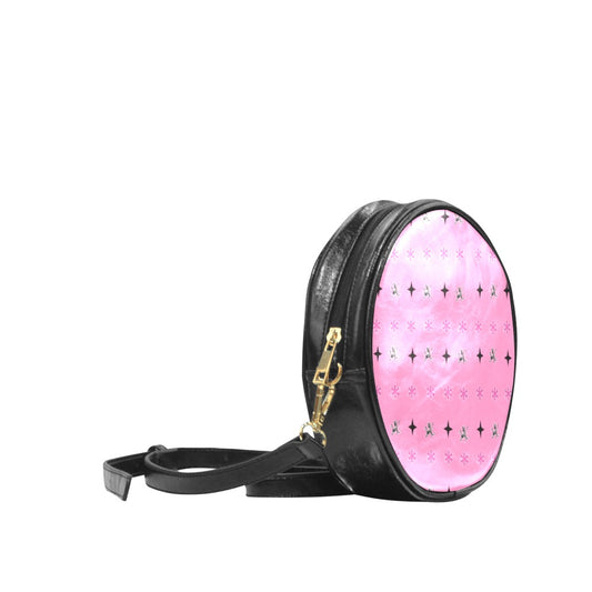 Traci K Designer Patterned Pink Sling Bag Round Round Sling Bag (Model 1647)