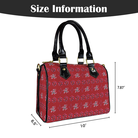 Traci K Designer Patterned Boston Handbag Red / Black Boston Handbag-Black Handle (Model 1746)