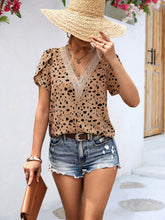 Load image into Gallery viewer, Animal Print V-Neck Petal Sleeve Blouse