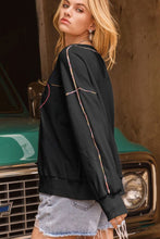 Load image into Gallery viewer, Valentineās Day Rhinestone Heart Round Neck Long Sleeve Sweatshirt