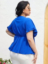 Load image into Gallery viewer, Plus Size Surplice Neck Babydoll Blouse