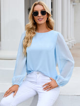Load image into Gallery viewer, Round Neck Long Sleeve Blouse