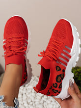 Load image into Gallery viewer, Cutout Leopard Lace Up Mesh Athletic