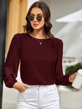 Load image into Gallery viewer, Round Neck Long Sleeve Blouse