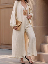 Load image into Gallery viewer, Open Front Balloon Sleeve Cardigan and Pants Set