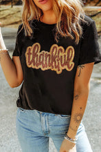 Load image into Gallery viewer, THANKFUL Sequin Round Neck Short Sleeve T-Shirt