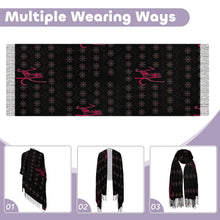 Load image into Gallery viewer, Traci K Signatured Cashmere Black/Red Tassel scarf Tassel Scarf