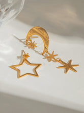 Load image into Gallery viewer, 18K Gold-Plated Moon & Star Dangle Earrings