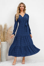 Load image into Gallery viewer, Swiss Dot Tied Surplice Flounce Sleeve Dress
