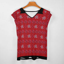 Load image into Gallery viewer, Traci K Signatured Designer V-neck T-shirt Women's Ruffle Sleeve V-Neck T-Shirt