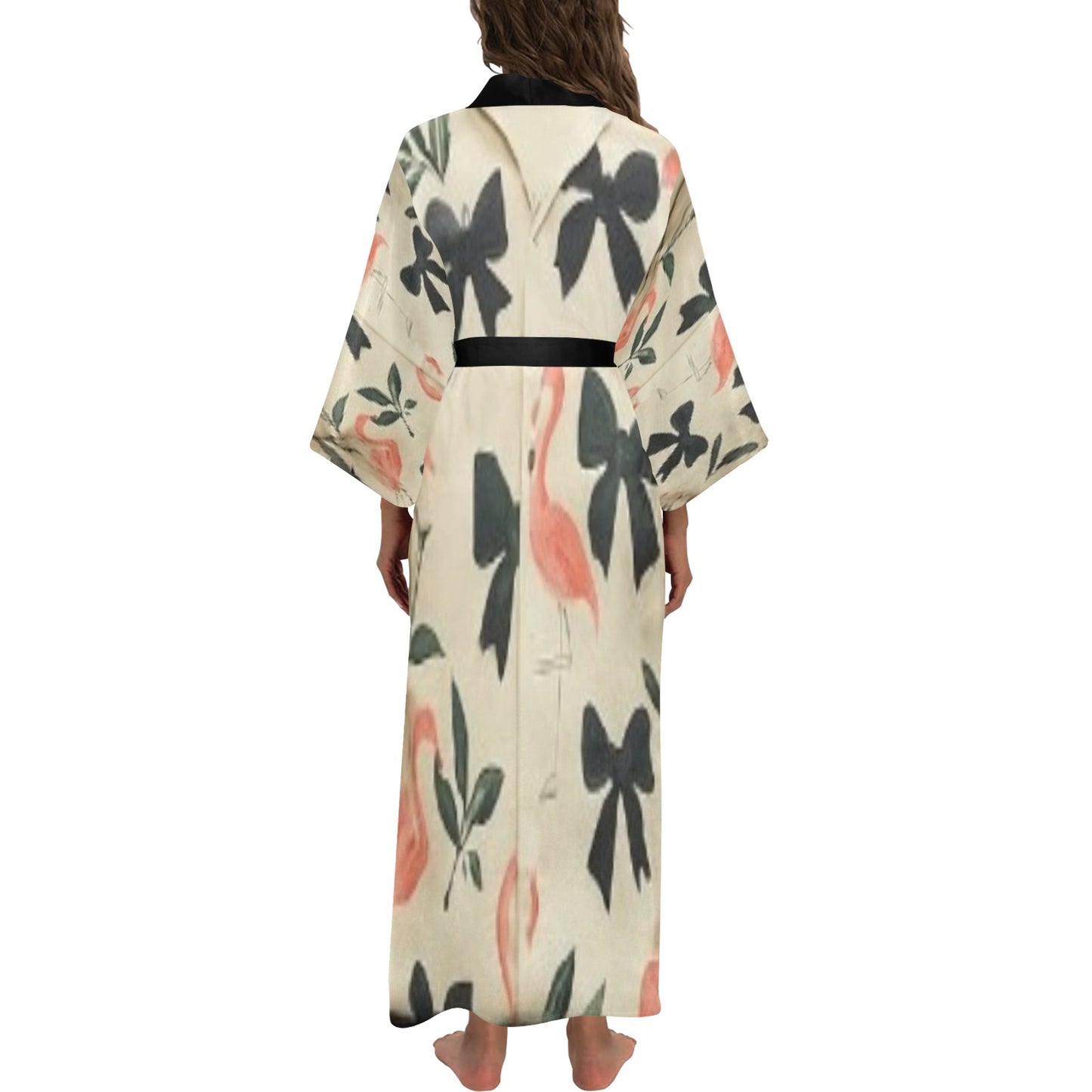 Traci K Designer Satin Put a Bow On It Kimono Robe Long Kimono Robe