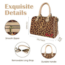Load image into Gallery viewer, Traci K SIgnatured Designer Leopard Pattern Boston Bag Boston Leather Handbag-Small & Khaki (Model 1749)