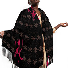 Load image into Gallery viewer, Traci K Signatured Cashmere Black/Red Tassel scarf Tassel Scarf