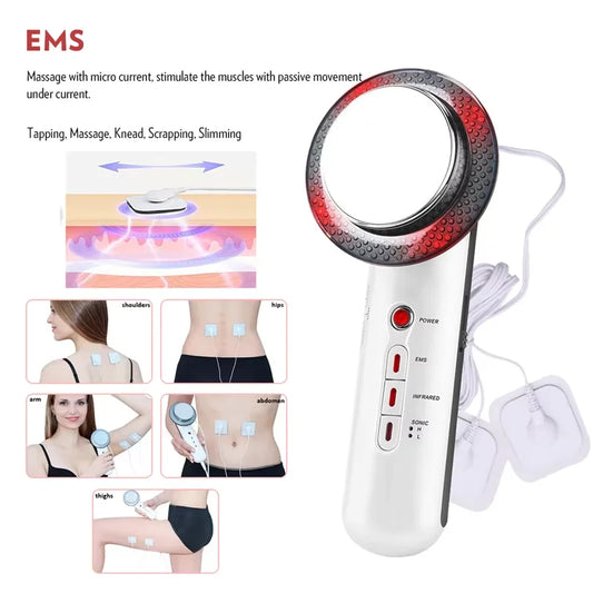 Traci K Beauty 3 in 1 Cavitation Ultrasonic Machine Weight Loss Microcurrent EMS Body Slimming Massager Fat Burner Cream Gel