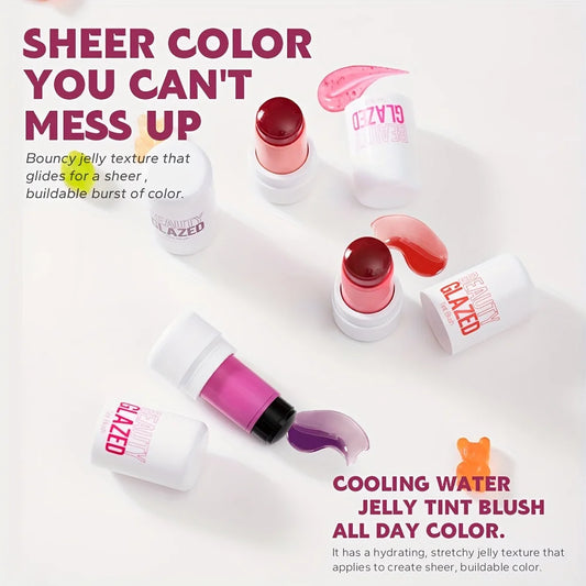 Makeup Blush Stick Lip Tinted Cooling Water Jelly Tint Jelly Blush Stick Watercolor Multi-Use Matte Blush Makeup