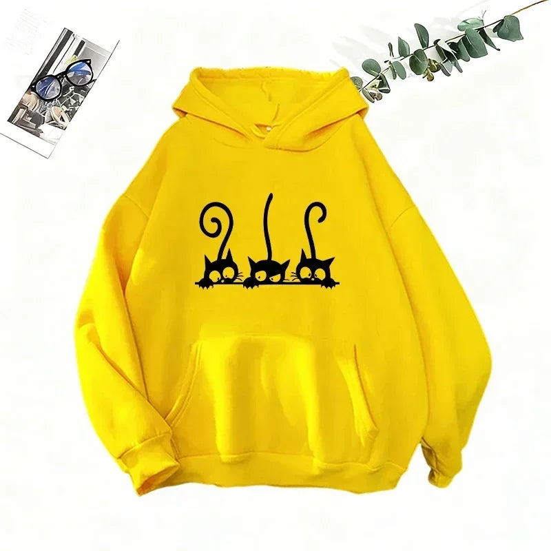 Cutie Crypto Cat Print Hoodie Sweatpants Women's Tracksuit Urban Casual Fashion Sportswear Fall Winter Home Outdoor Warm Outfits