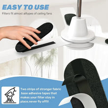 Load image into Gallery viewer, Clean Air Activated Carbon Ceiling Fan Filters - 9.76x3.54 Inch Pitch Black Dust Collector for All Fan Blades, Coconut Charcoal Filter