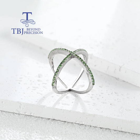 Traci K Beauty Jewelry Beyond Precision Gorgeous Designer chic Ring 925 Sterling Silver for Women Natural Tsavorite Gemstone Fashion Jewelry Anniversay Party Gift