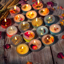Load image into Gallery viewer, Candle Manifestation Herbal Intention Candle Unscented Spell Dried Flowers Candles with Crystal Tea Lights