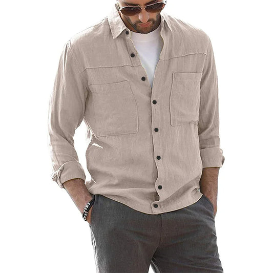 Back in Stock New Men's Casual Shirt European Size Solid Color Simple Long Sleeve Shirt Men Long Sleeve T Shirt