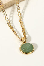 Load image into Gallery viewer, Inlaid Stone Round Pendant Chain Necklace
