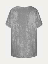 Load image into Gallery viewer, Full Size Sequin V-Neck Short Sleeve Top