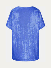 Load image into Gallery viewer, Full Size Sequin V-Neck Short Sleeve Top