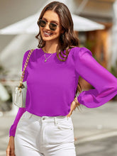Load image into Gallery viewer, Round Neck Long Sleeve Blouse