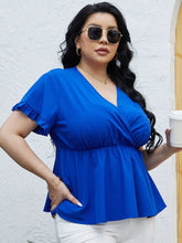 Load image into Gallery viewer, Plus Size Surplice Neck Babydoll Blouse
