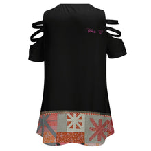 Load image into Gallery viewer, Traci K Asterisk Designer  BE zip off shoulder top Women's Off Shoulder Zip V-Neck Tunic