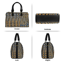 Load image into Gallery viewer, Traci K Block Brown Blue Boston Bag Boston Leather Handbag-Large (Model 1749)