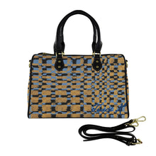 Load image into Gallery viewer, Traci K Block Brown Blue Boston Bag Boston Leather Handbag-Large (Model 1749)