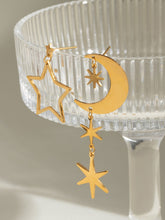 Load image into Gallery viewer, 18K Gold-Plated Moon & Star Dangle Earrings