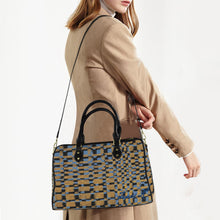Load image into Gallery viewer, Traci K Block Brown Blue Boston Bag Boston Leather Handbag-Large (Model 1749)
