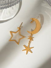 Load image into Gallery viewer, 18K Gold-Plated Moon & Star Dangle Earrings
