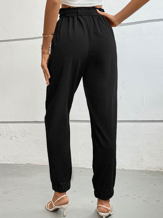 Put a Bow on It Perfee Tie Front Long Pants