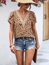 Load image into Gallery viewer, Animal Print V-Neck Petal Sleeve Blouse