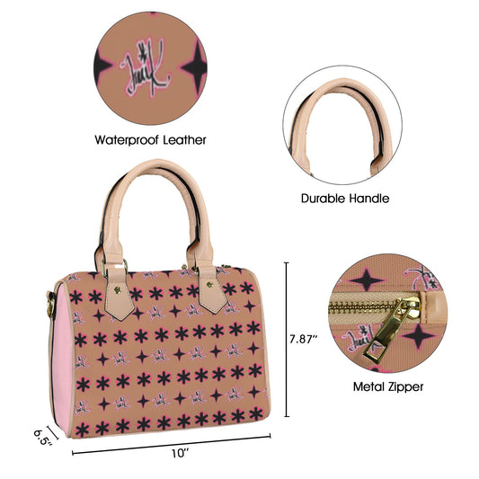 Traci K Designer Signature Bag Boston Handbag-Khaki Handle (Model 1746)( Pink